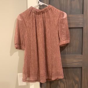 Blush metallic mock neck THML top XS